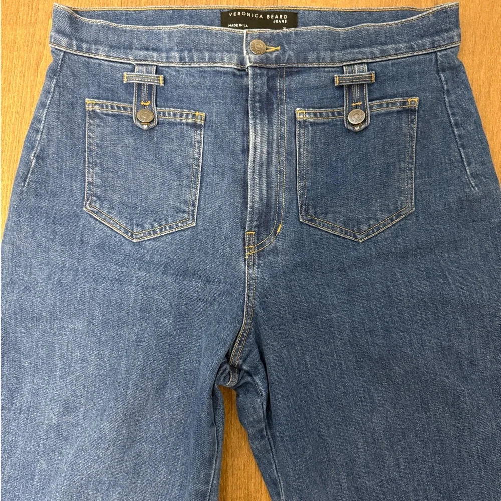 Veronica Beard Grant Patch Pocket High Rise Ankle Wide Leg Jeans - Size 31 - Picture 11 of 12